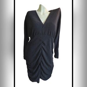 Reitmans Rock N Shine Elegant Silver/Black Shimmery Ruched Dress.